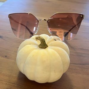 Prada Catwalk Pink Gold Rimless Mirrored Sunglasses